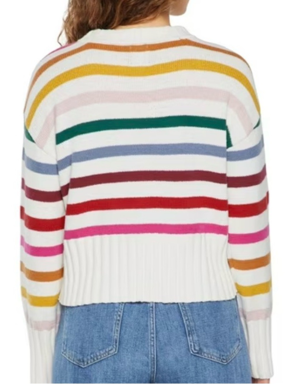 NWT GAP Soft Knit White Multicolor Stripe Ribbed Sweater Size Small - Picture 2 of 12